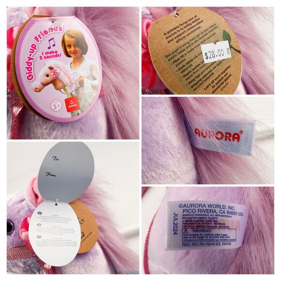 Lot of 2 Aurora Giddy Up Friends Purple Horse 36'' Riding Stick 2024 - Picture 11 of 13